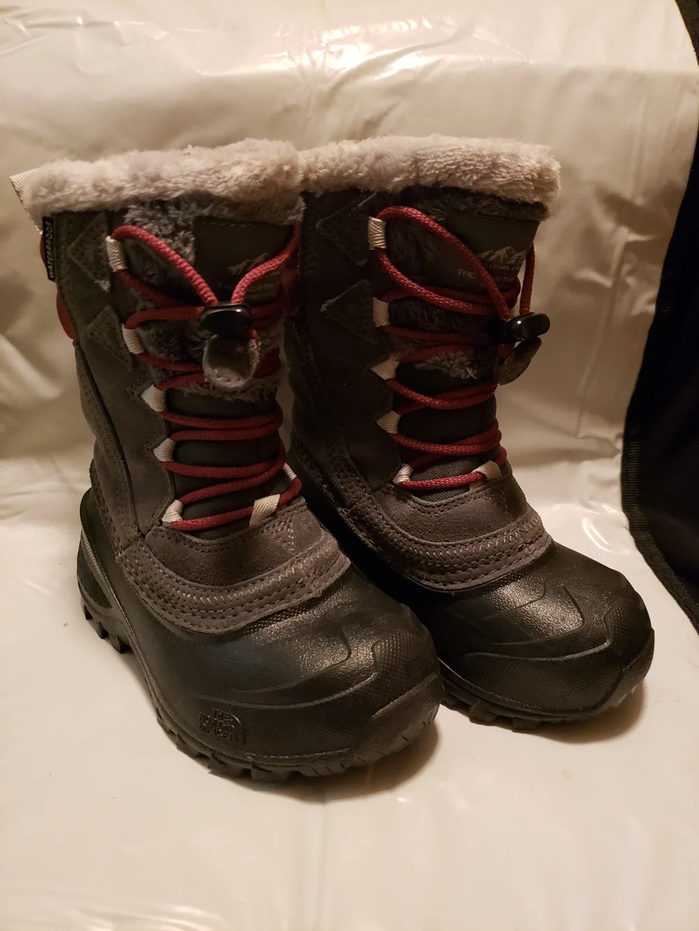 Kids Waterproof Winter Boots - Gray with Maroon Accents
